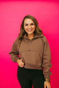 half zip funnel sweatshirt