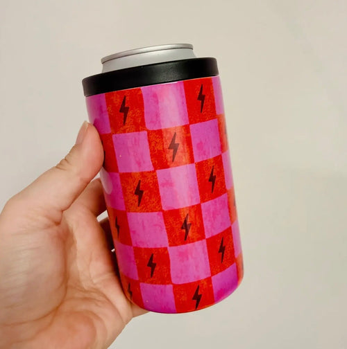 12oz pink lightening bolts can cooler