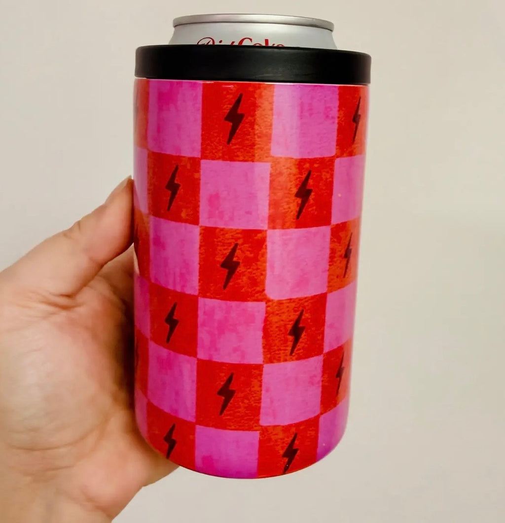 12oz pink lightening bolts can cooler