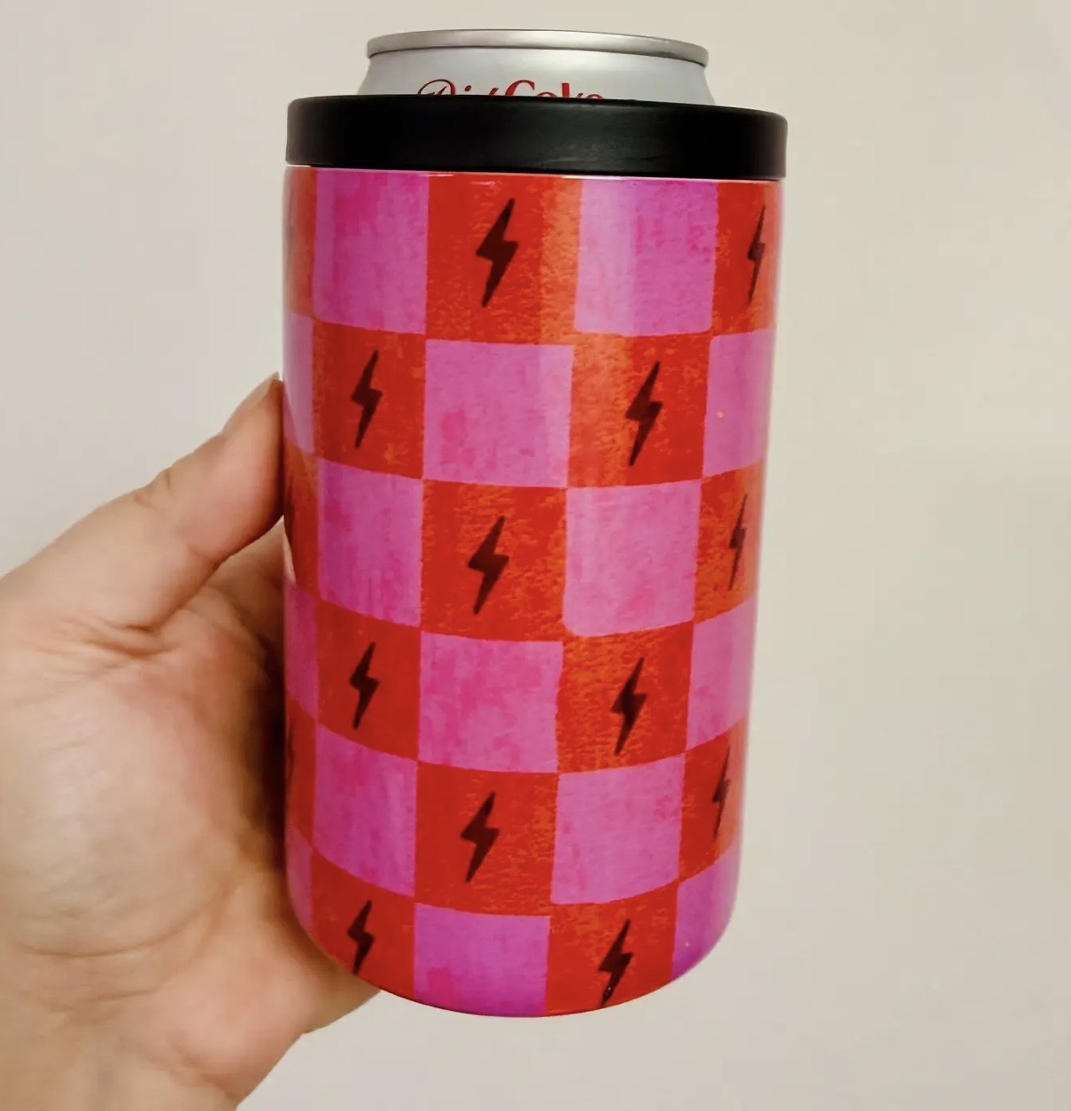 12oz pink lightening bolts can cooler