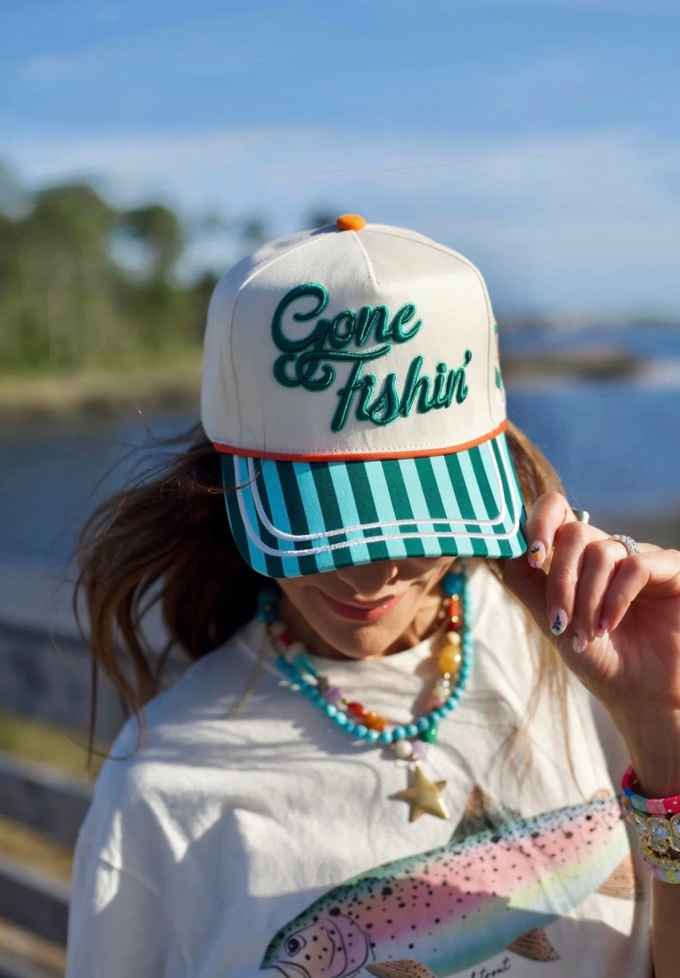 gone fishing trucker hat