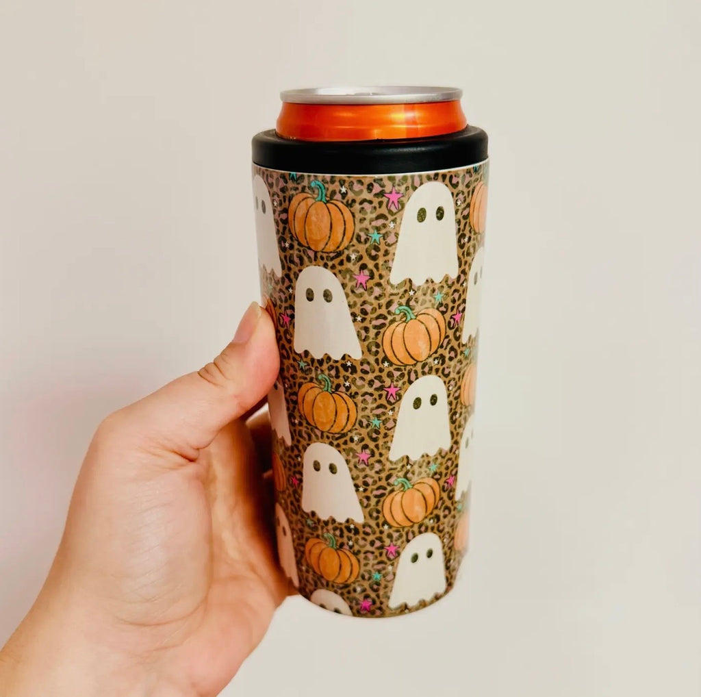 cheetah/pumpkin/ghosts slim can cooler
