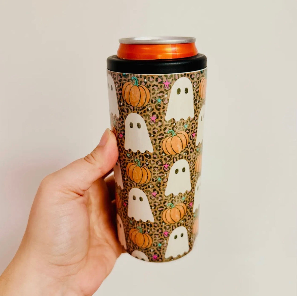 cheetah/pumpkin/ghosts slim can cooler