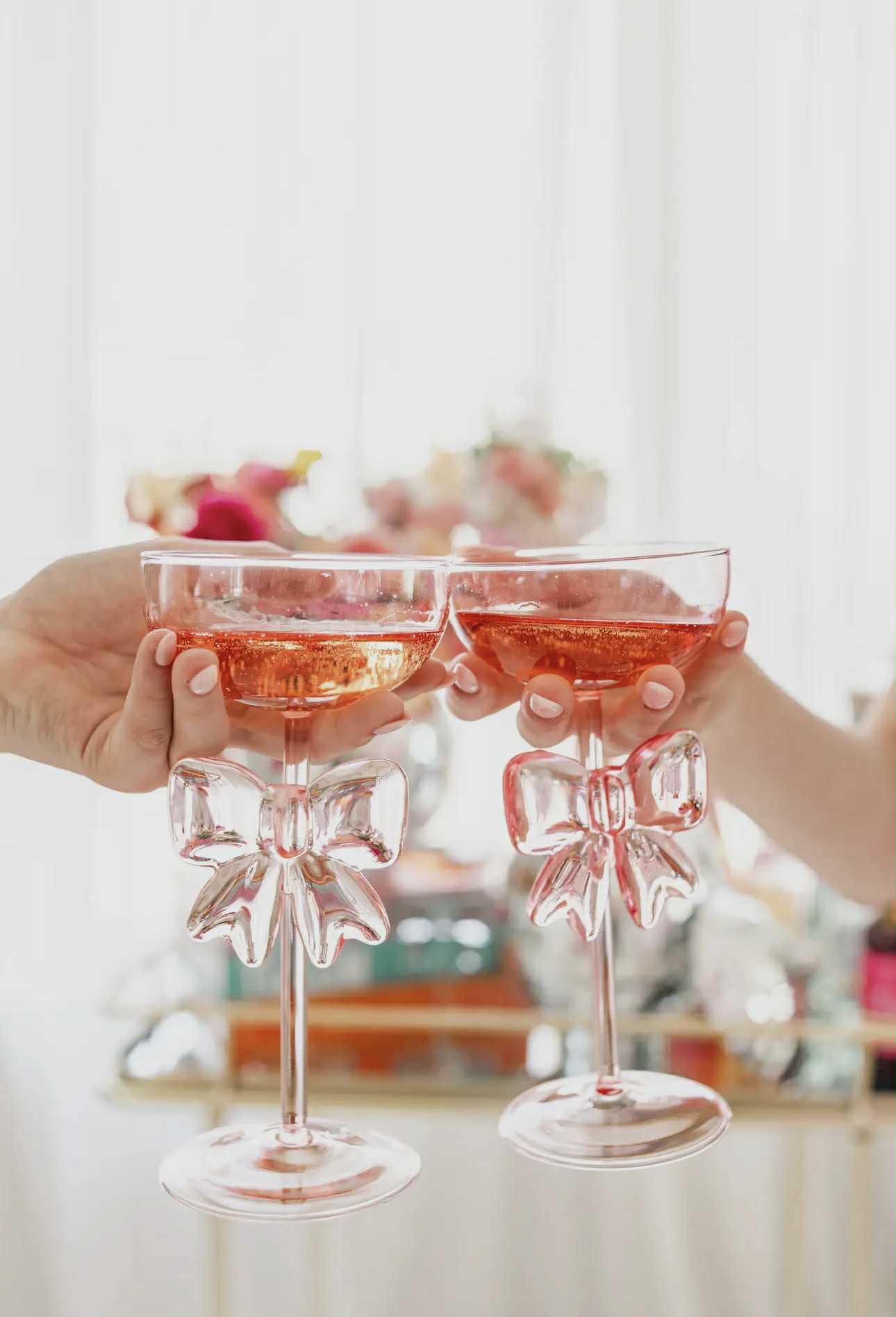 Pink Bow Wine Glass