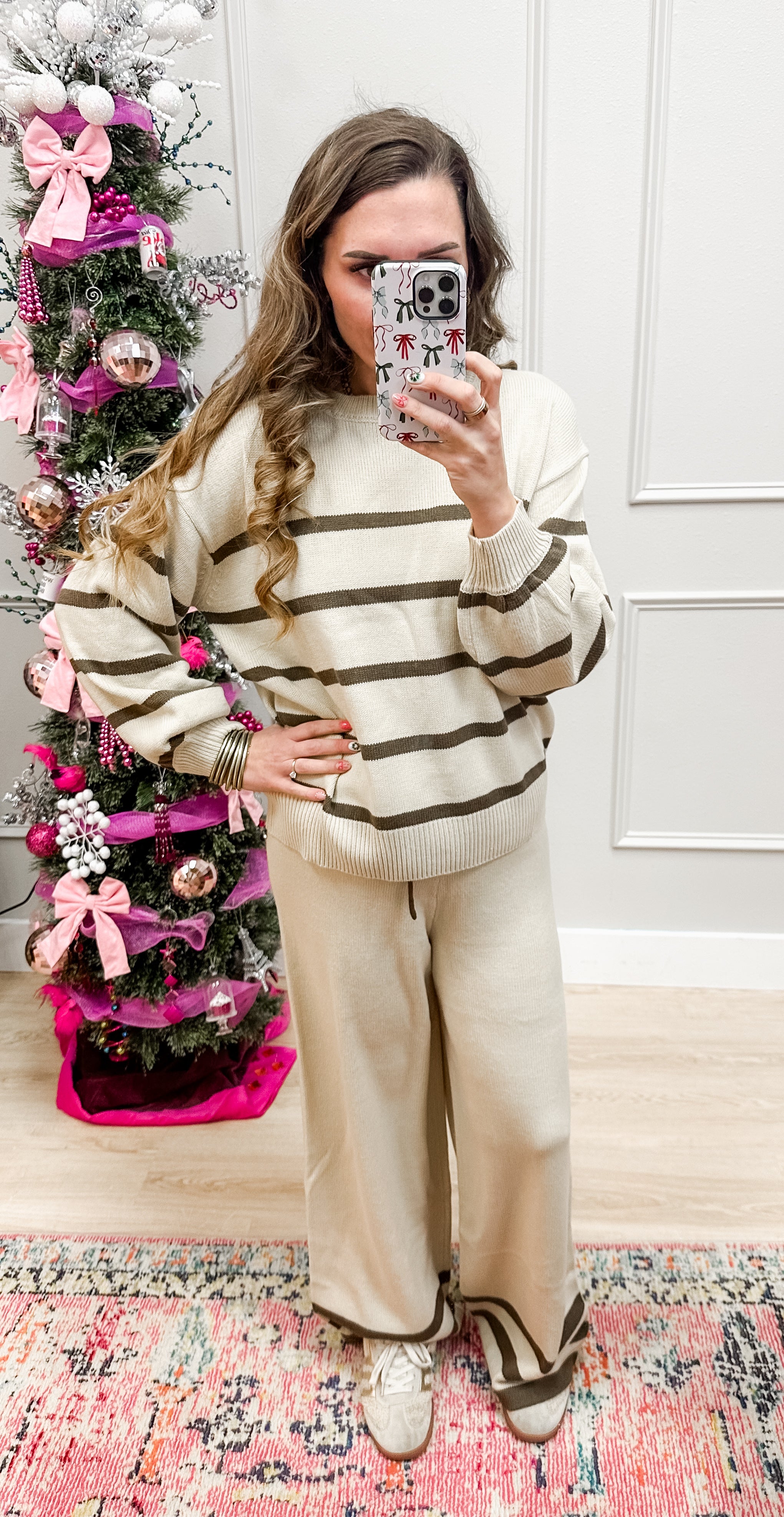 Tan Cozy Striped Lounge Set