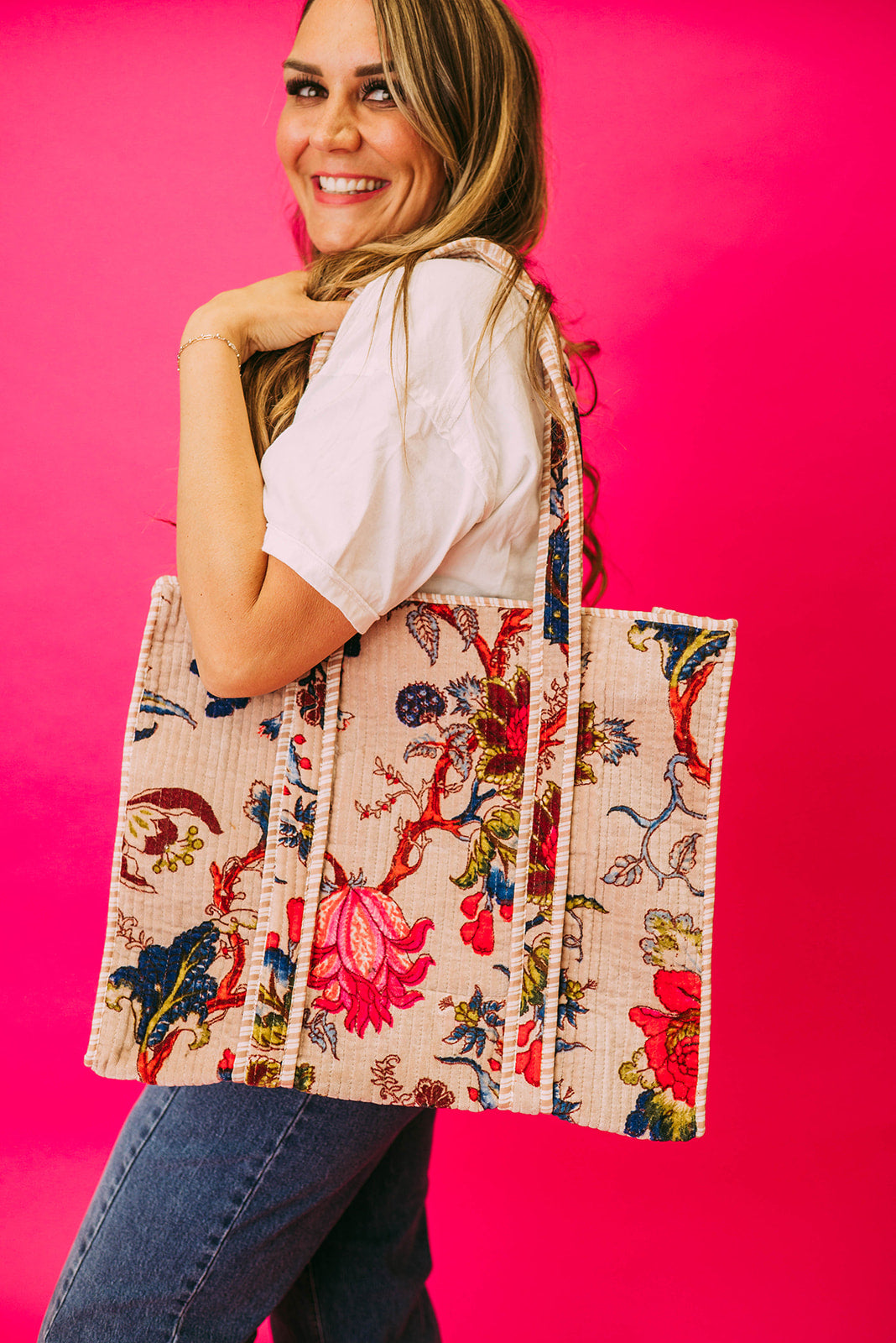 quilted large everyday tote bag