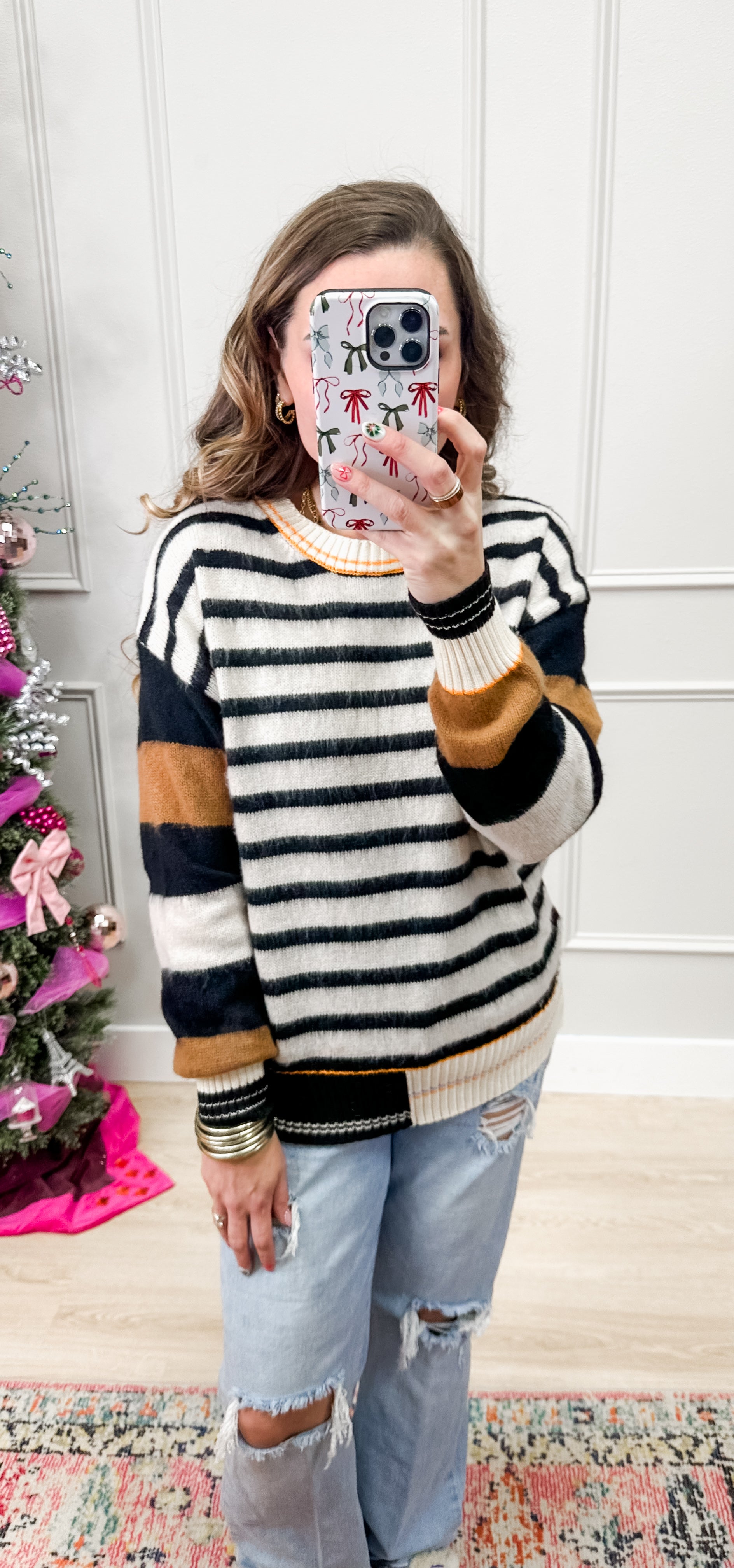 Striped Fuzzy Pullover