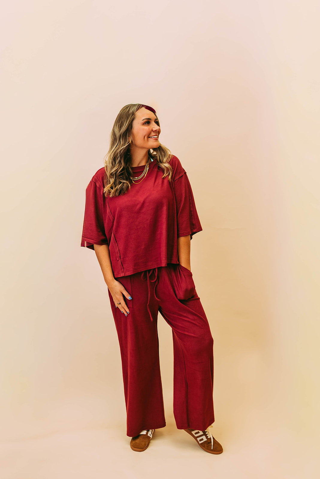 brushed stretch boxy lounge set