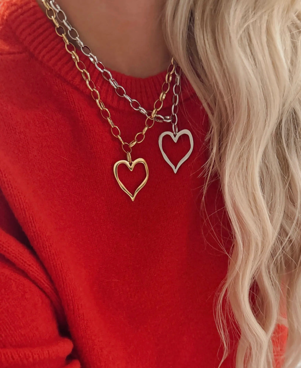 Large Gold Open Heart Necklace