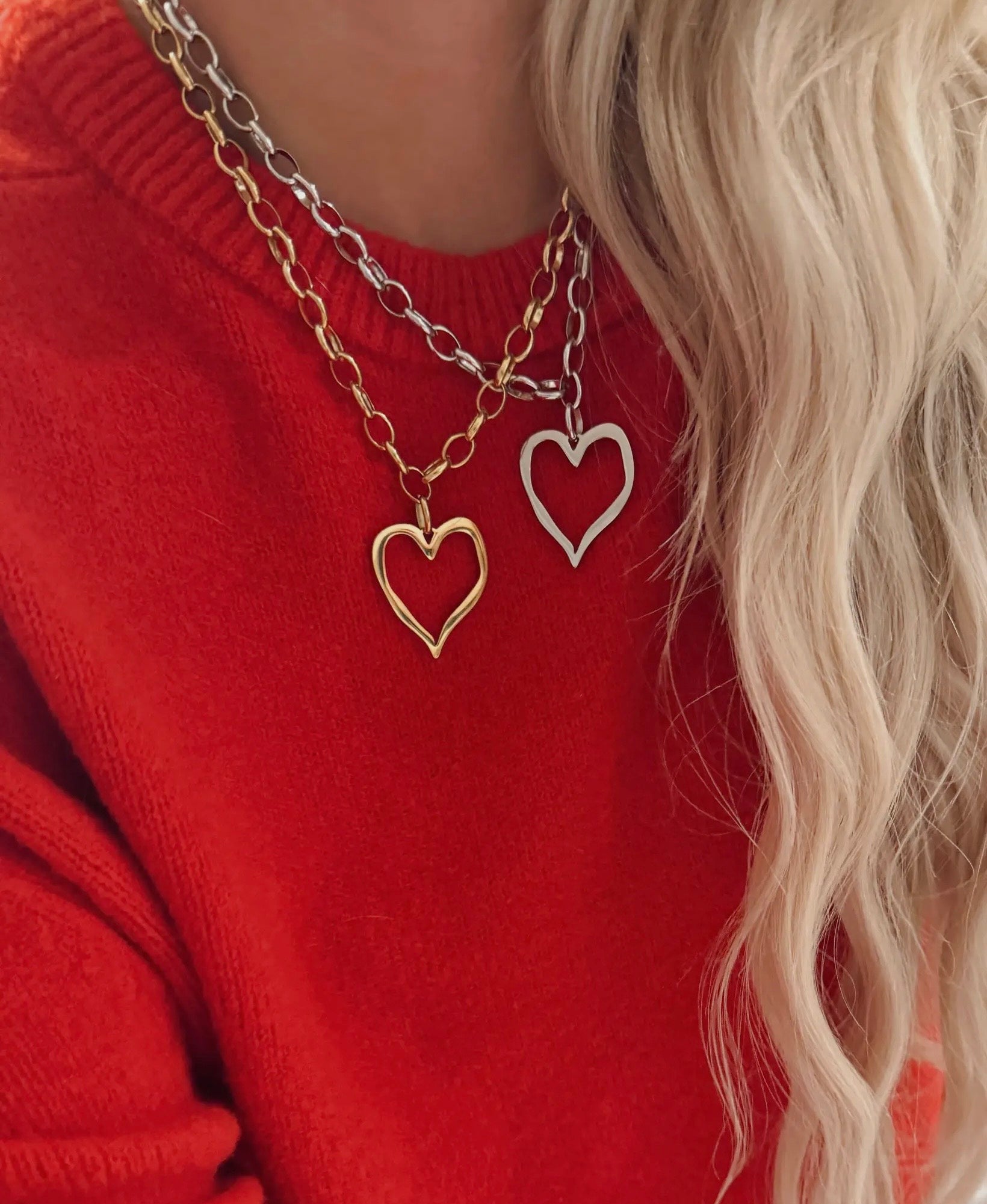 Large Gold Open Heart Necklace