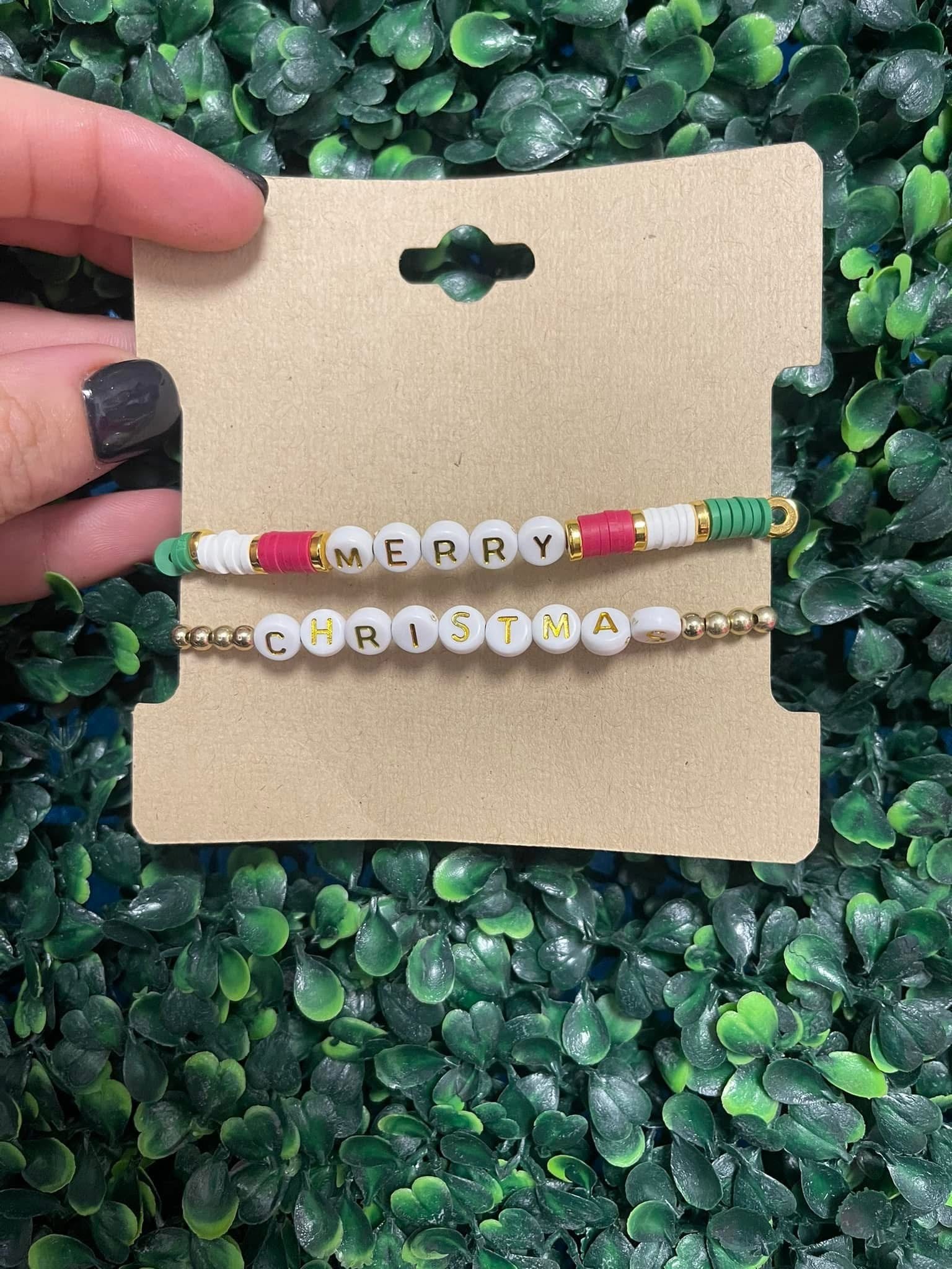 Beaded Merry Christmas Bracelets
