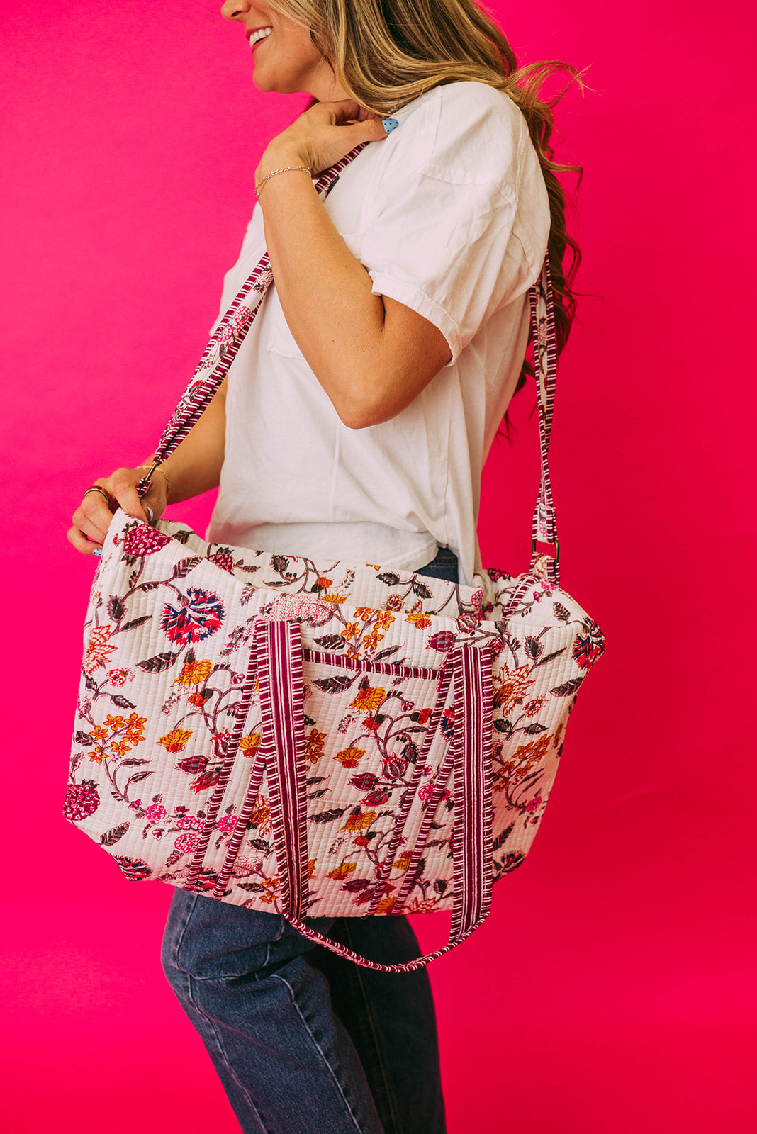 quilted large everyday tote bag