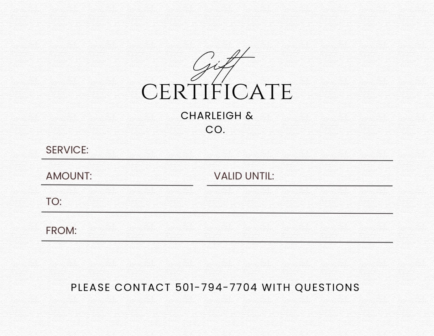charleigh and co gift certificate