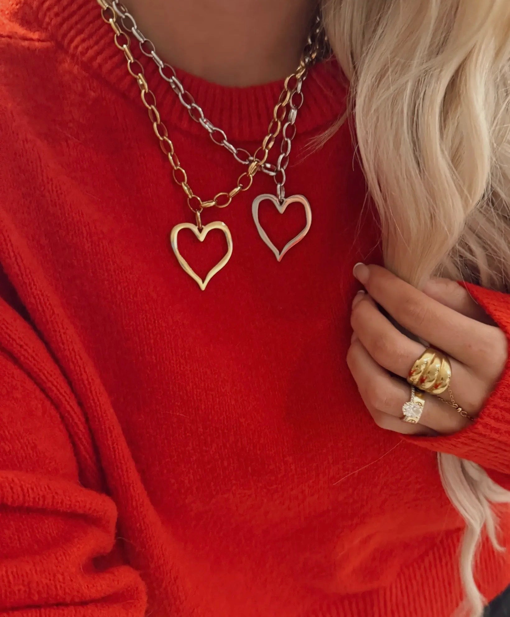 Large Gold Open Heart Necklace