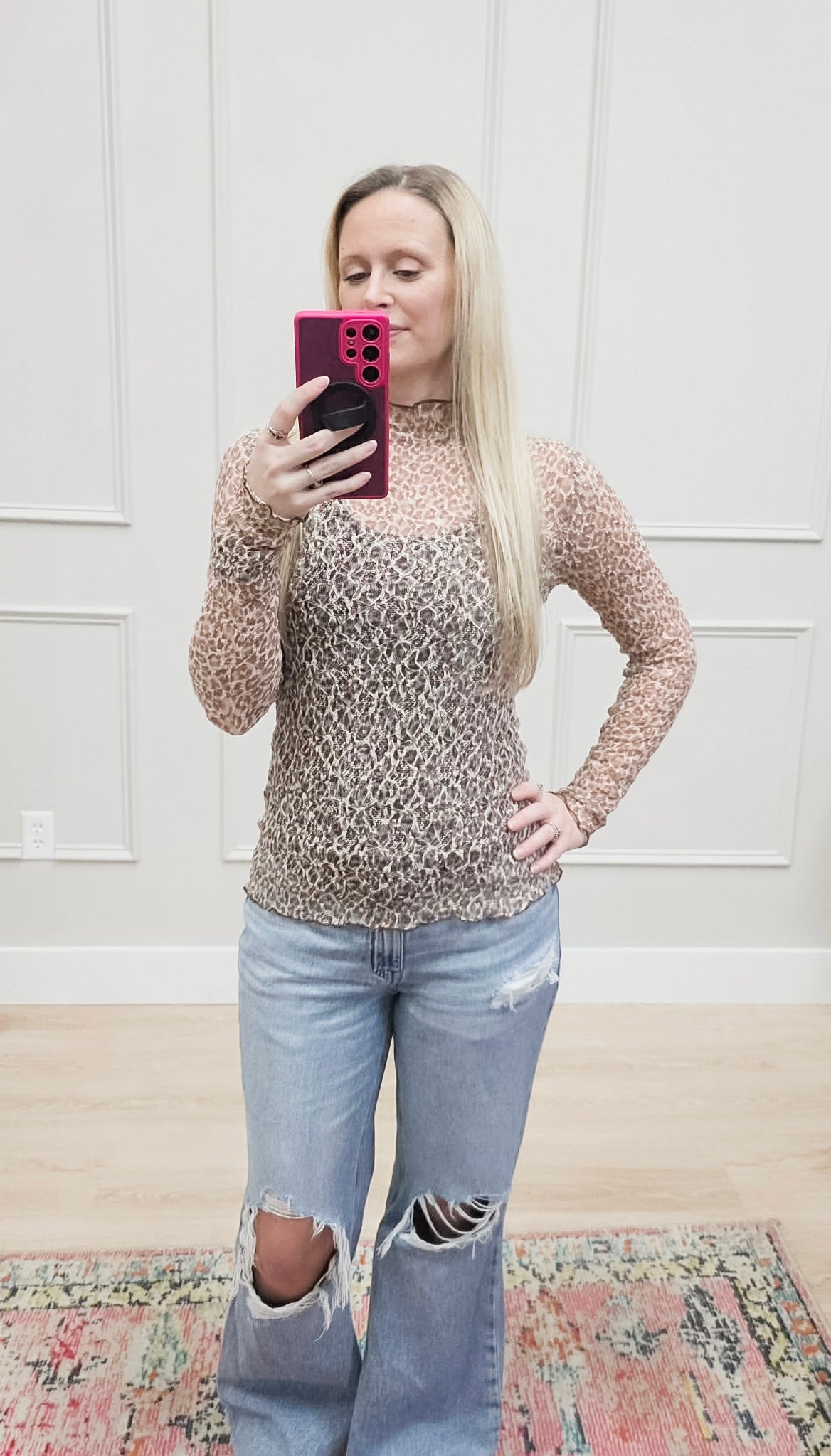 Leopard Mesh Top