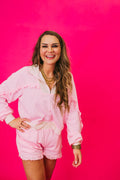 ruffle quarter zip lounge set