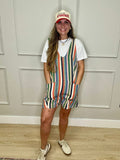multi stripe denim romper