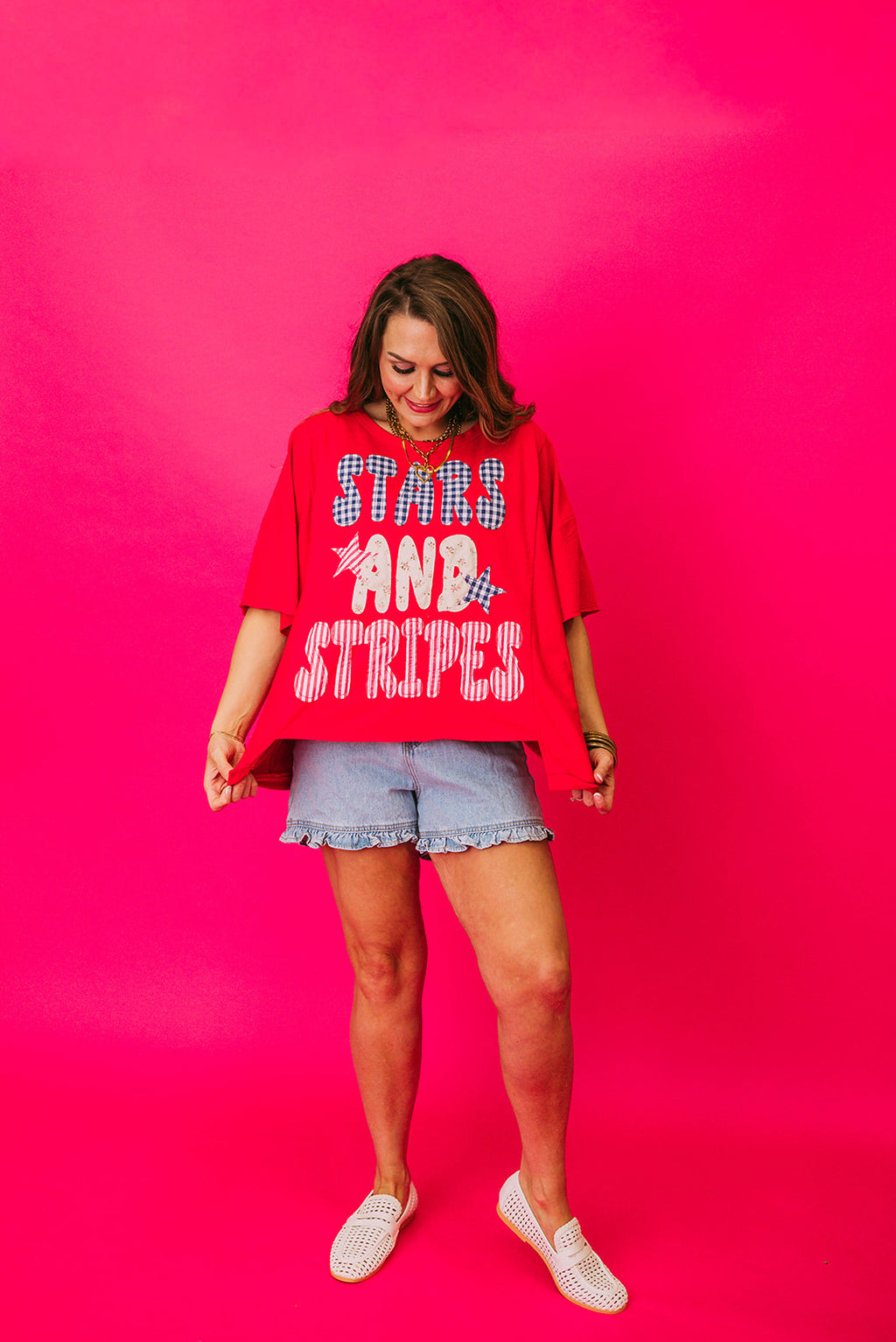 the stars and stripes patchwork tee