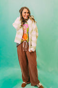 high neck stripe cardigan