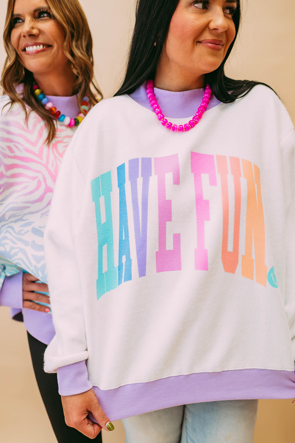 have fun colorful zebra reversible mockneck