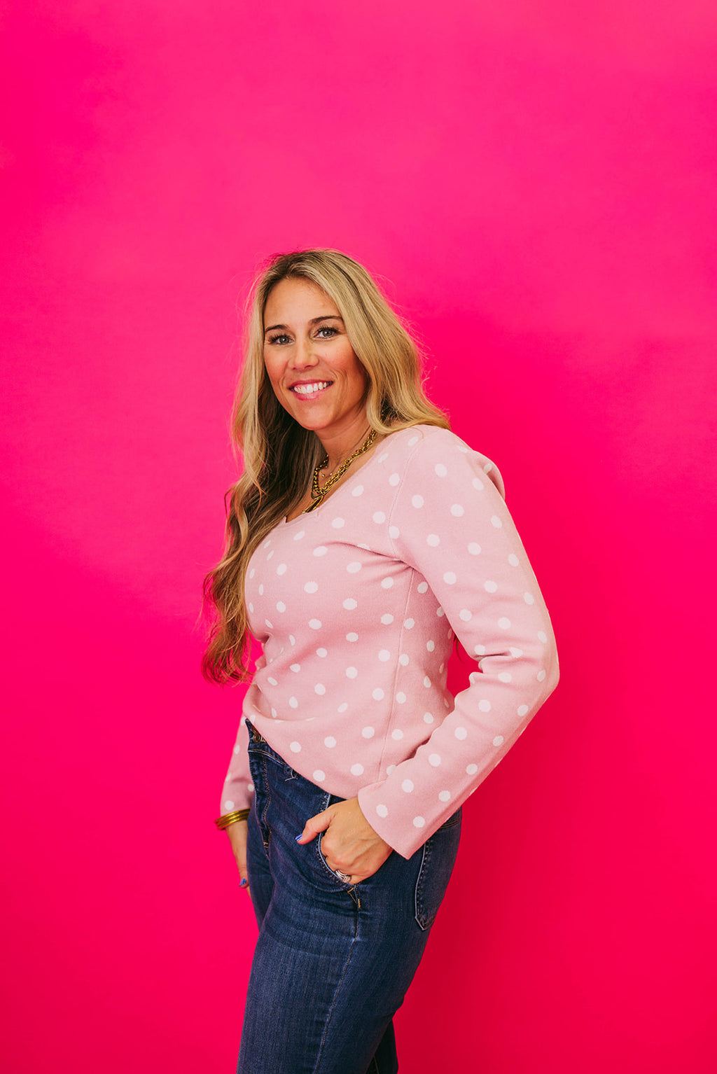whisper knit polka dot sweater