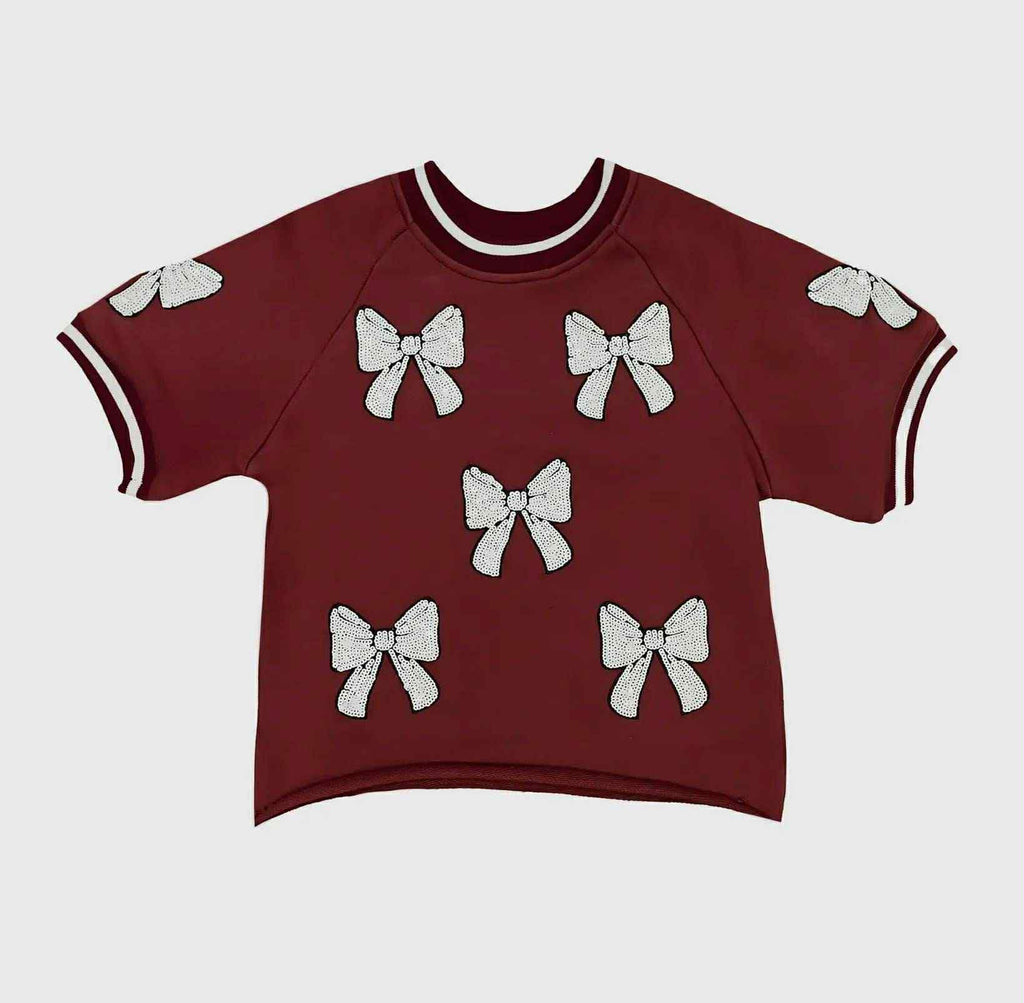 girls sequin bow shirt
