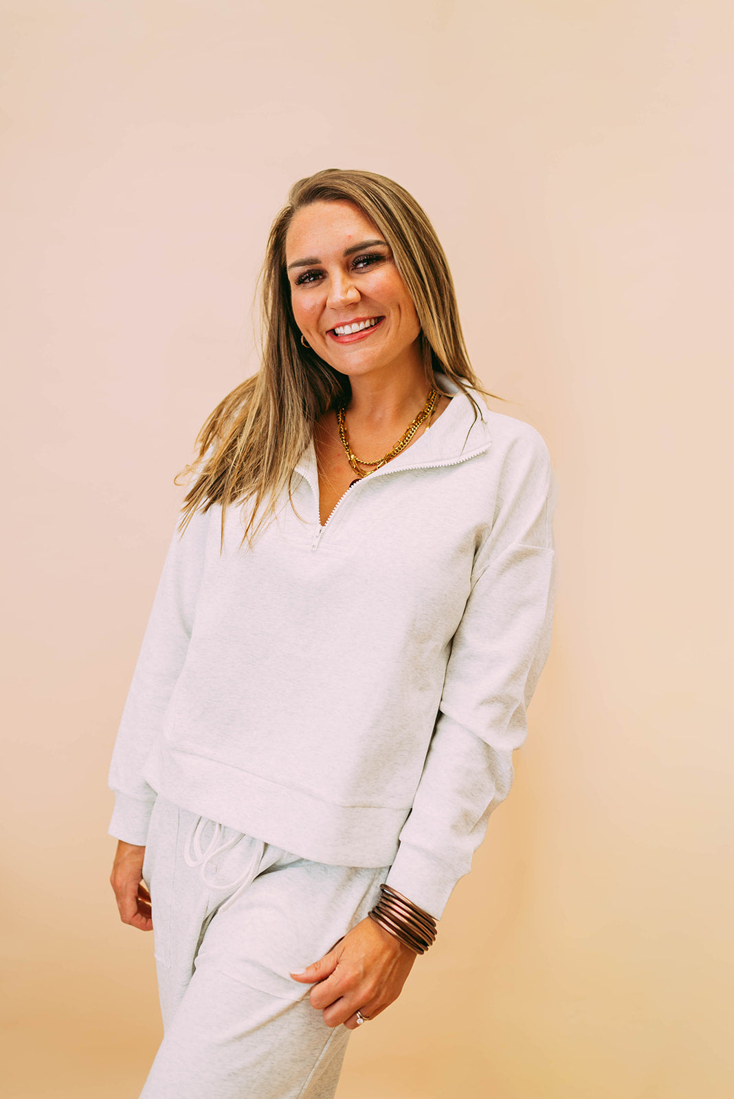 scuba half zip pullover & wide leg pants set