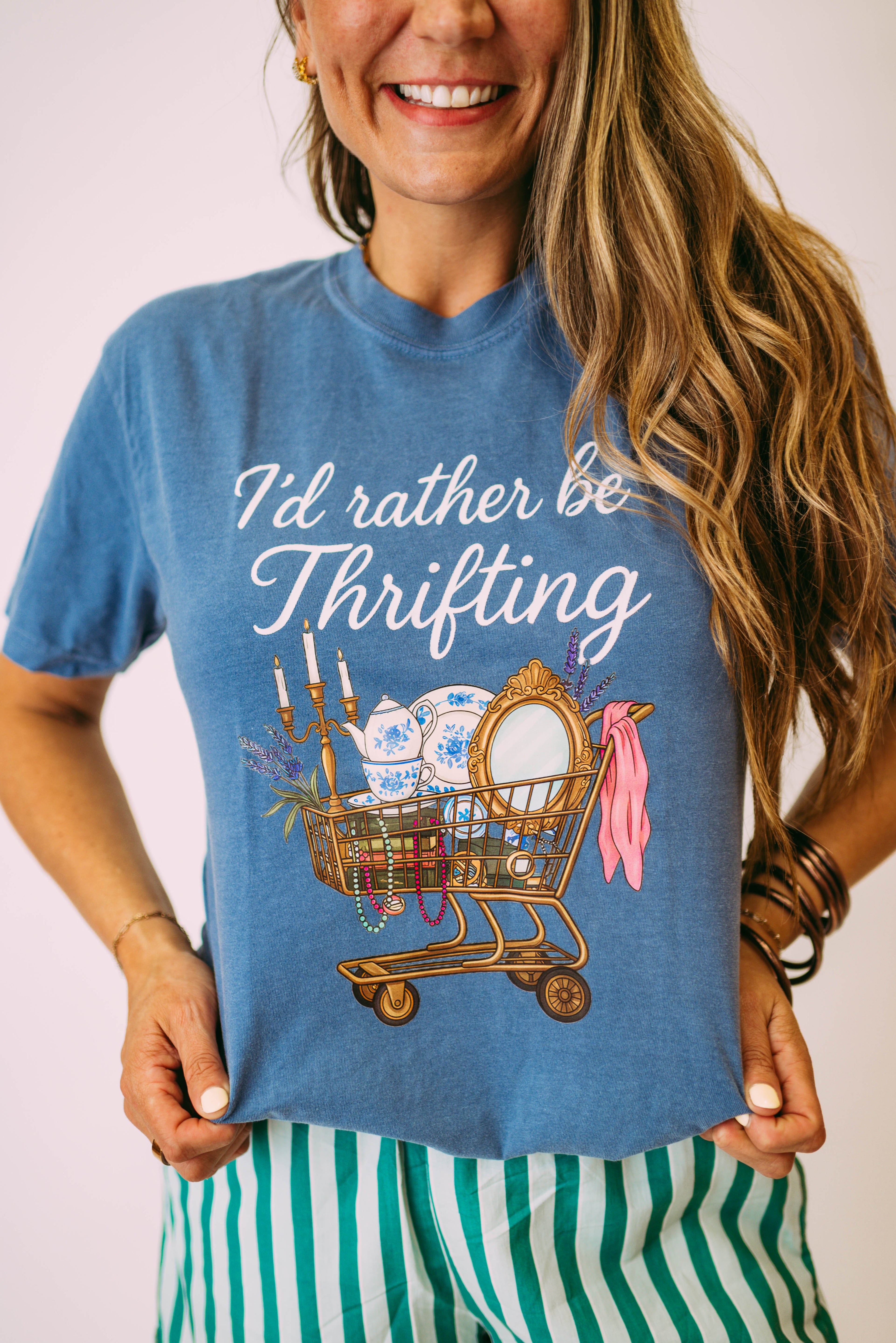 i’d rather be thrifting tee