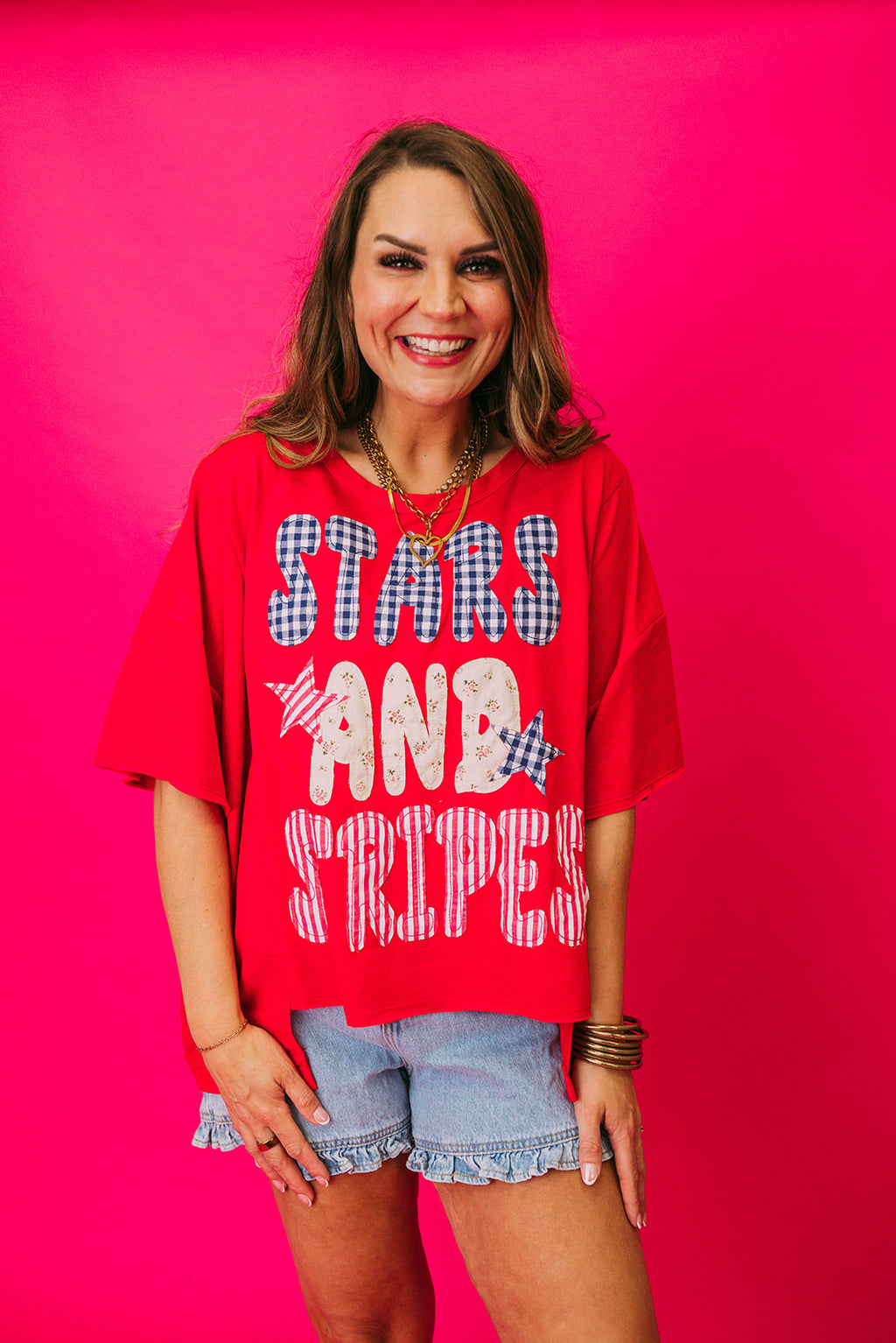 the stars and stripes patchwork tee