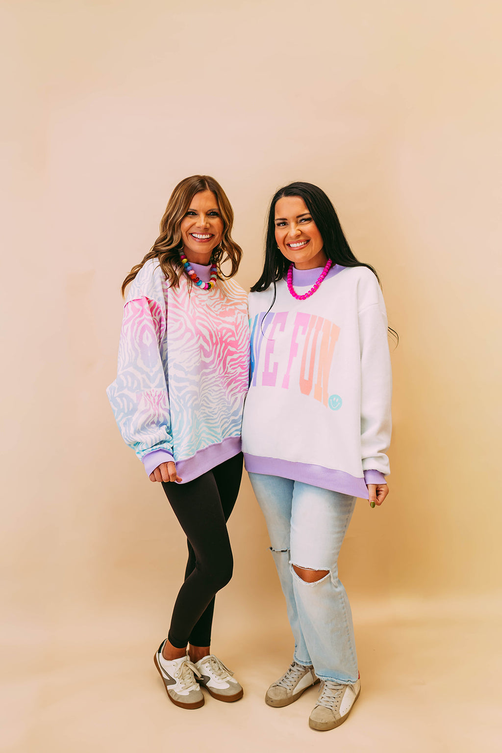 have fun colorful zebra reversible mockneck