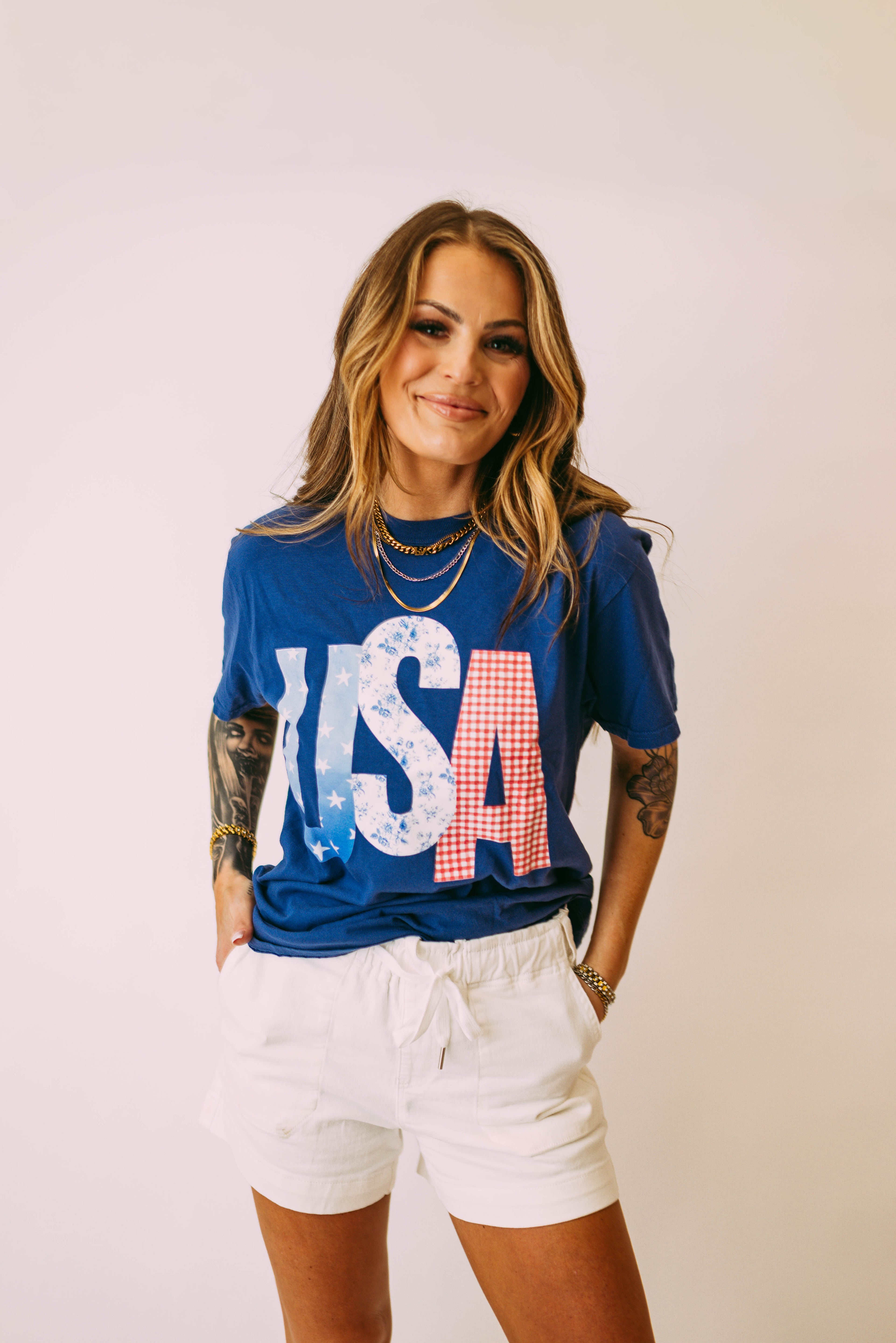 usa patchwork picnic tee