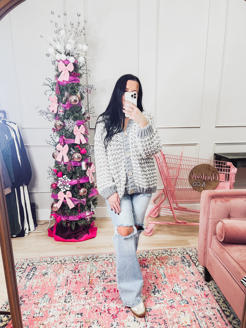 Grey Chunky Buttoned Sweater