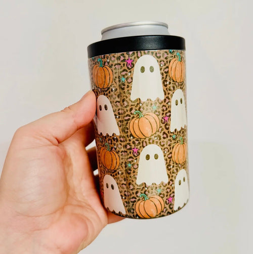 12oz cheetah/pumpkin/ghosts can cooler