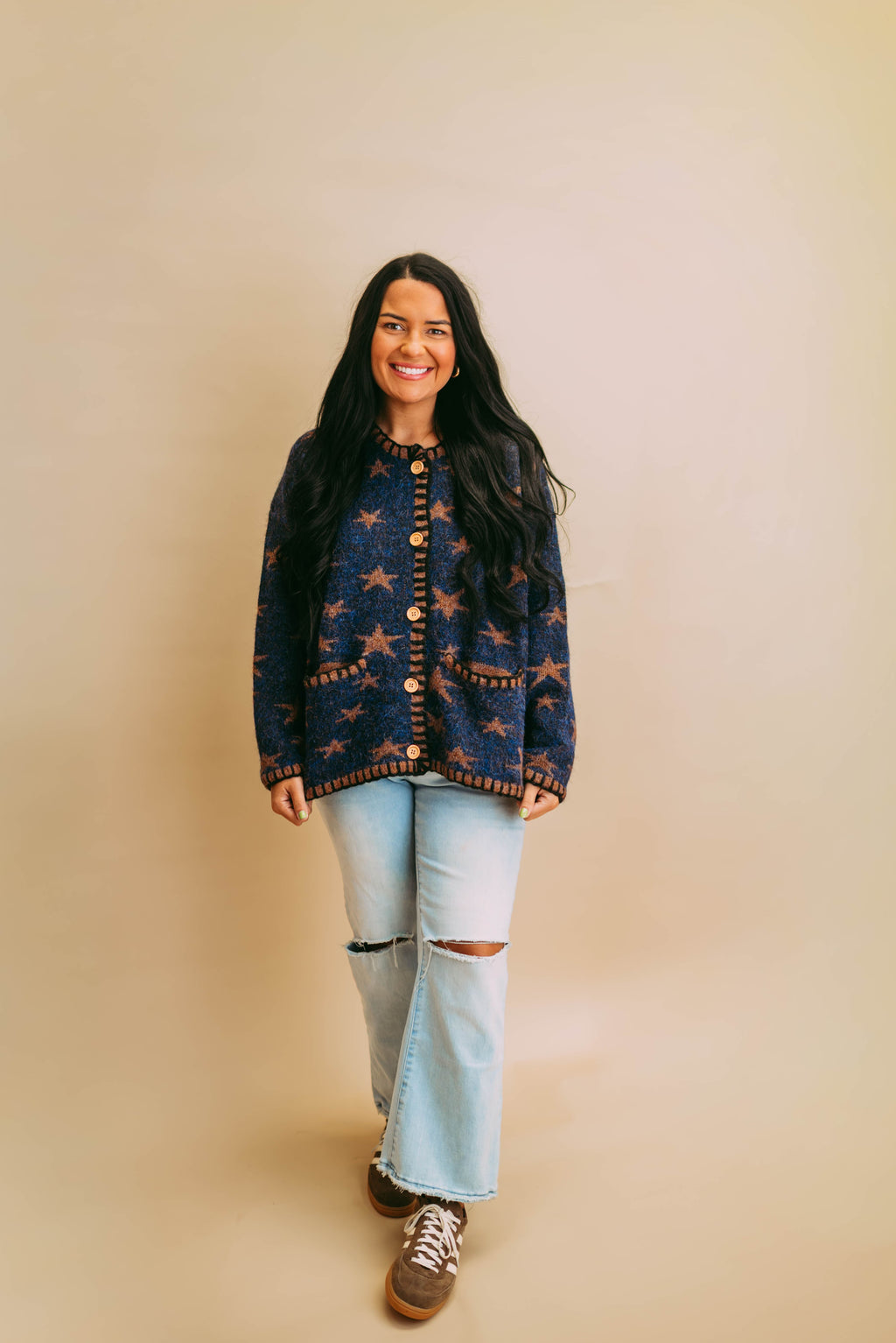 star jacquard cardigan