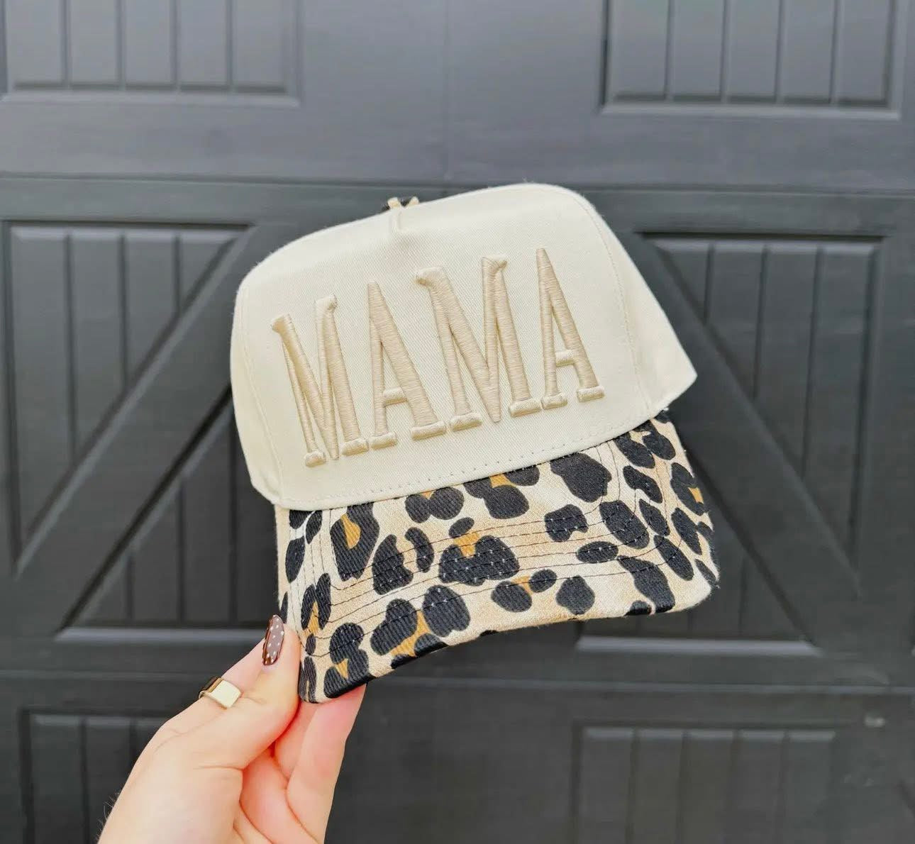 Embroidered Mama Leopard Trucker