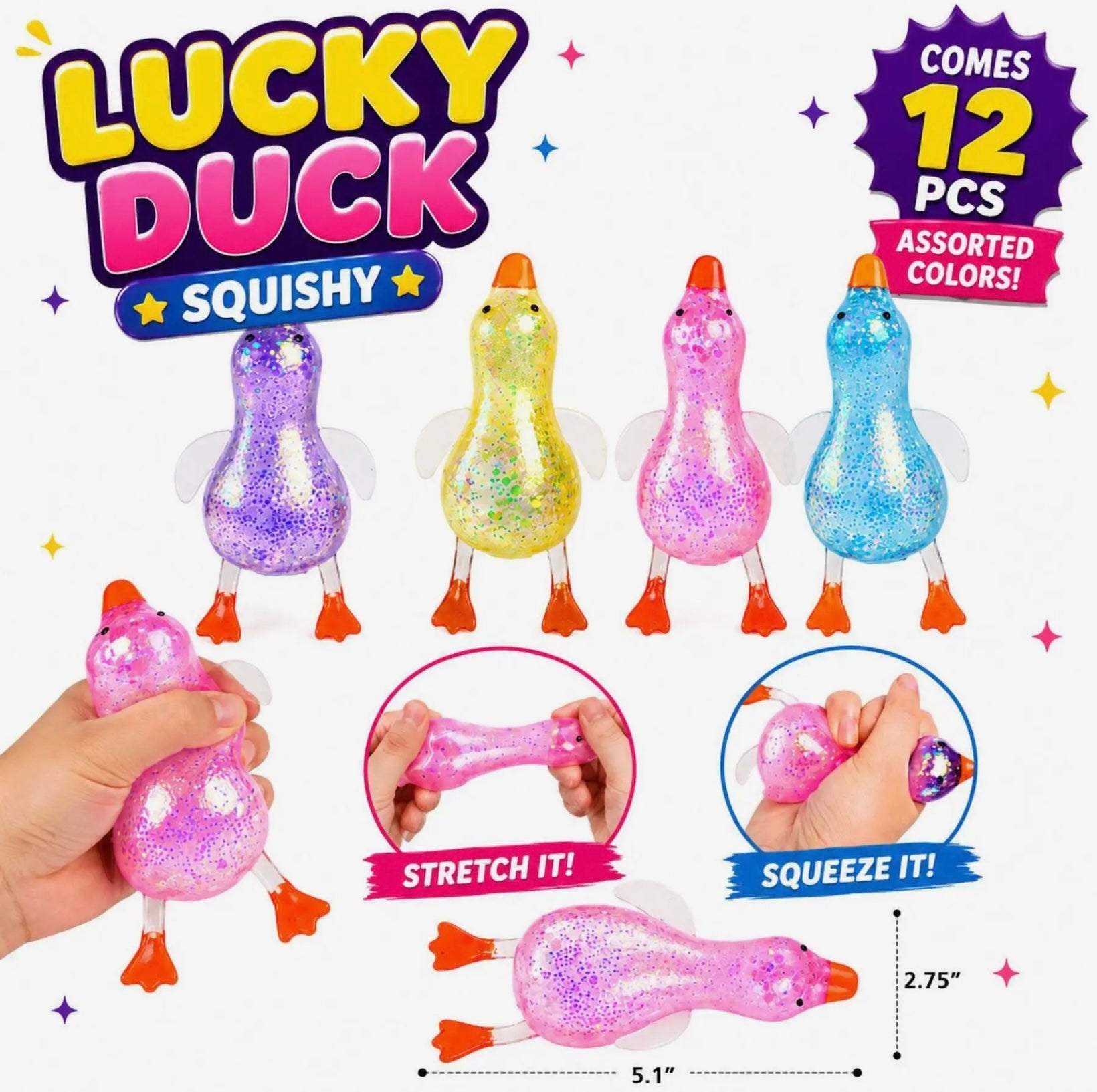 lucky duck glitter squishy