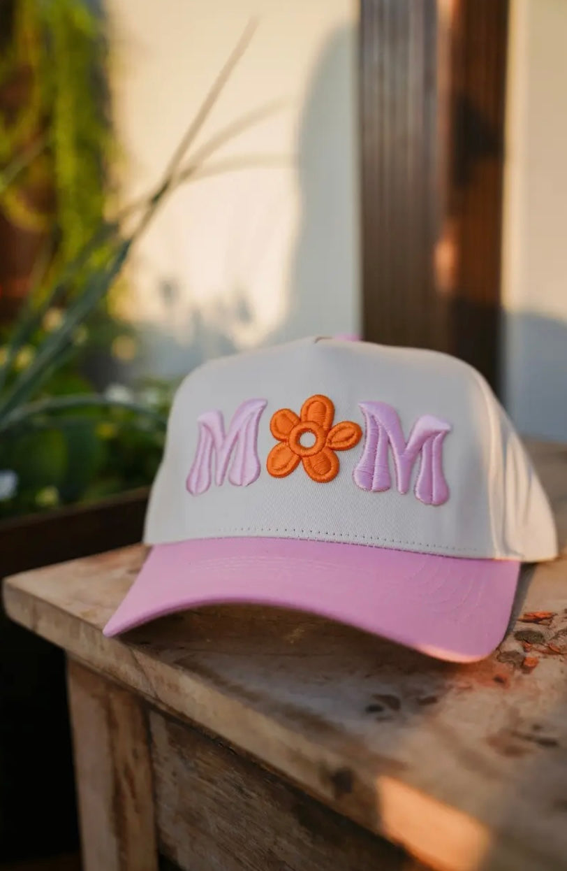 mom flower trucker hat