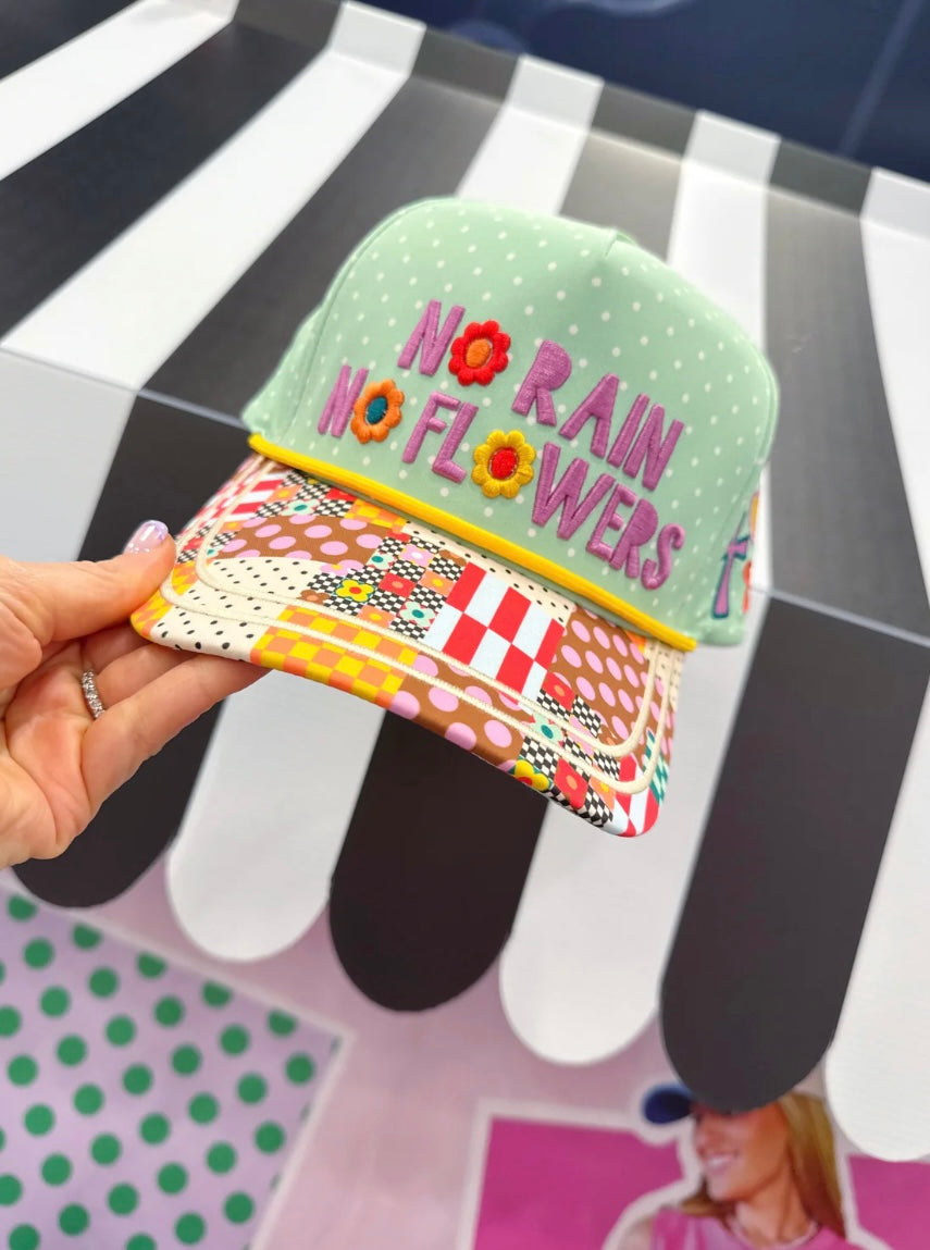 no rain, no flowers trucker hat