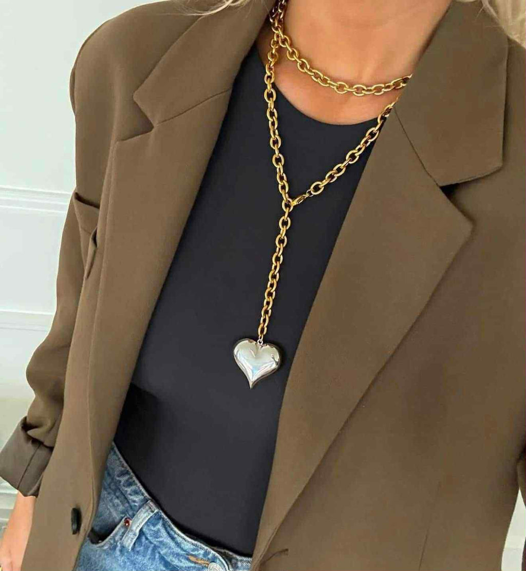 XL Two Toned Heart Necklace