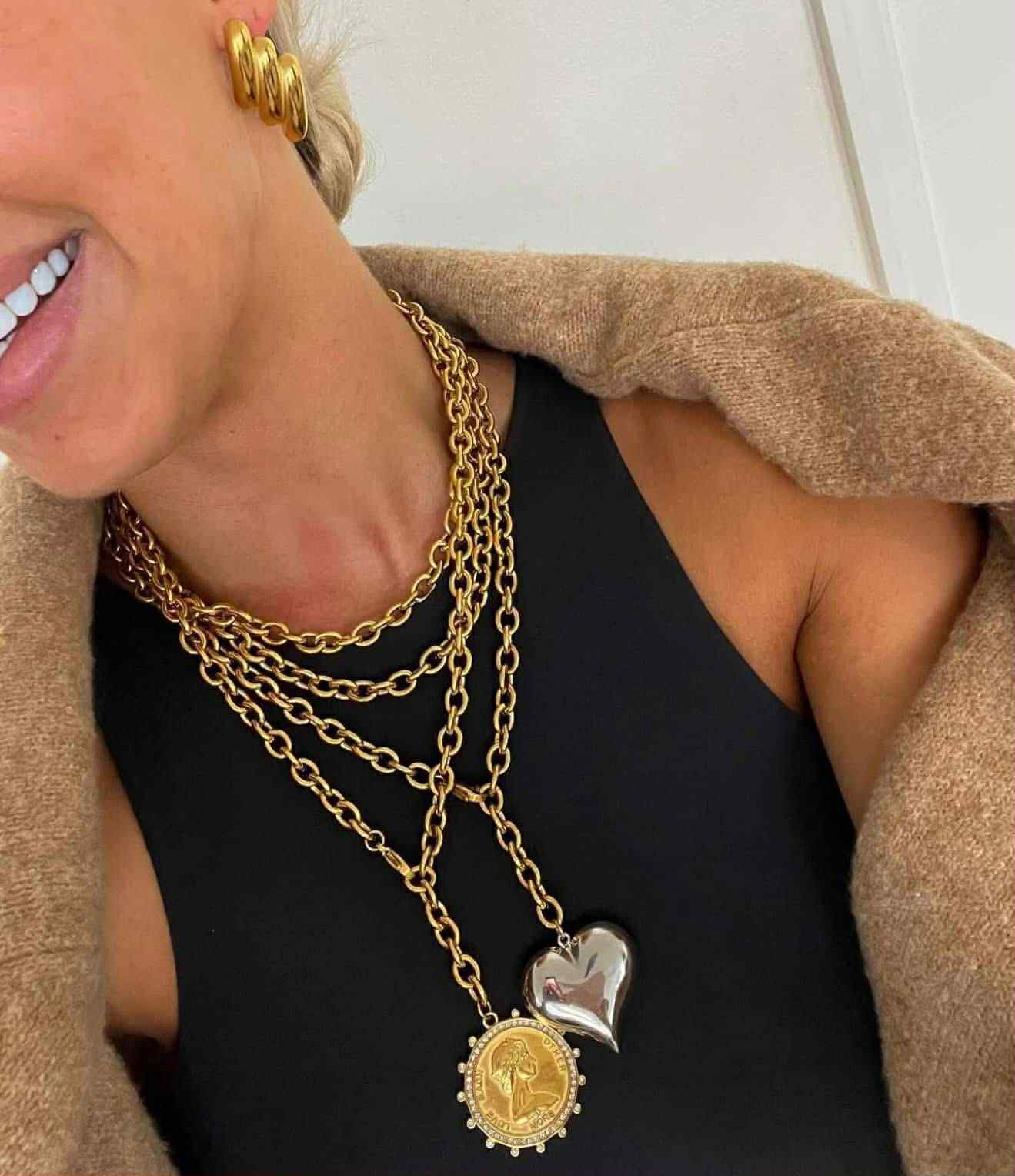 XL Two Toned Heart Necklace