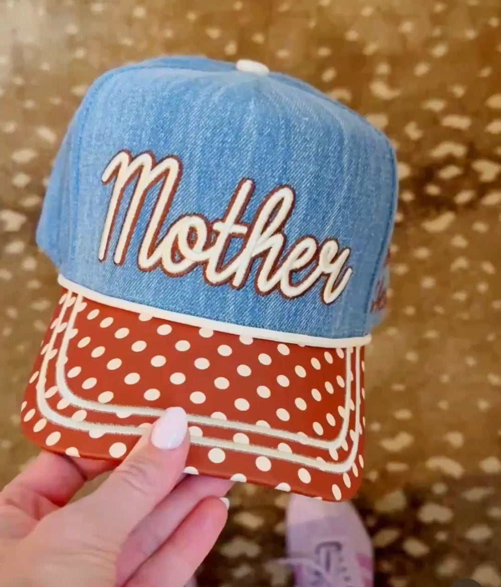 mother polka dot trucker hat