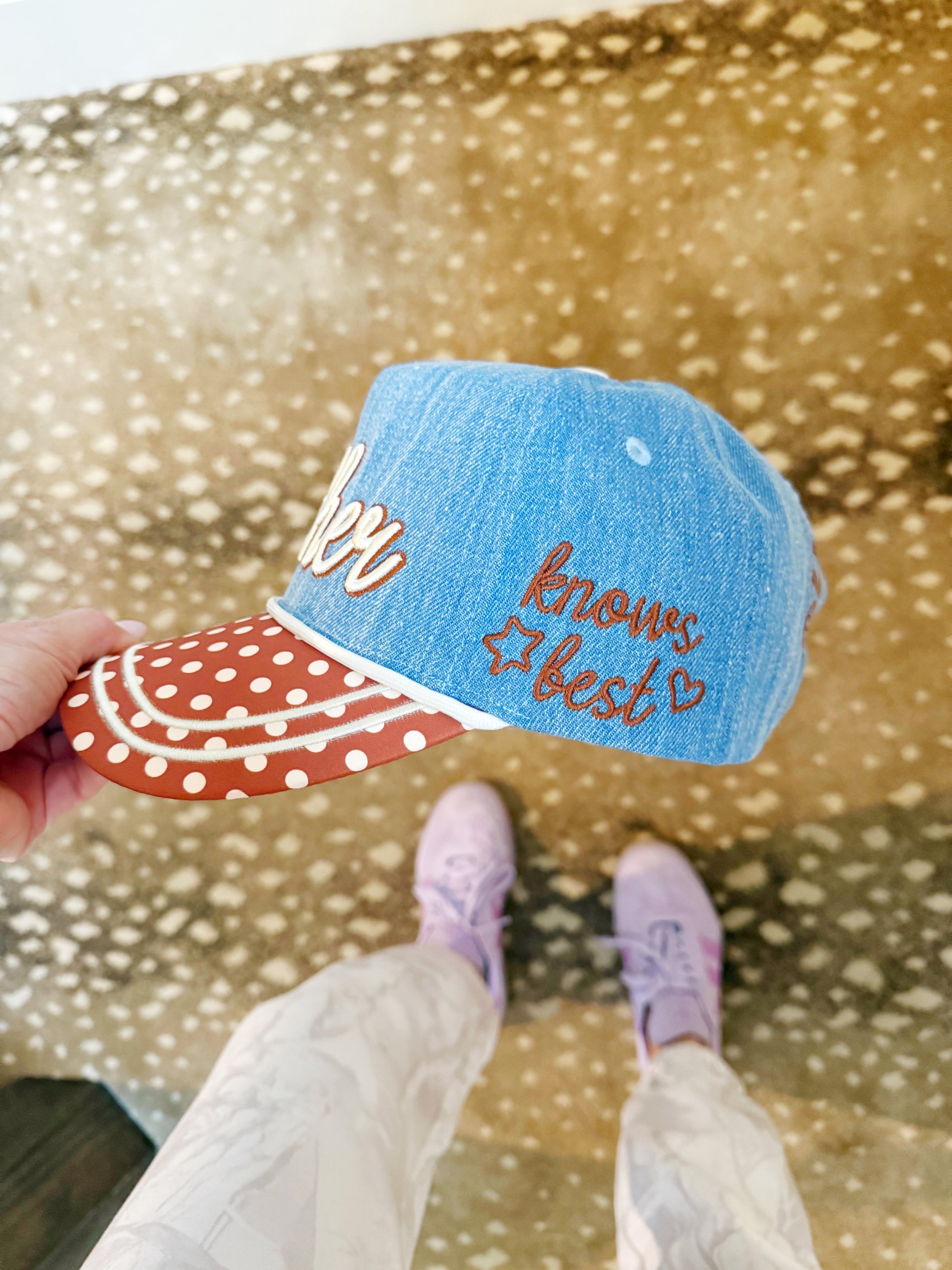 mother polka dot trucker hat