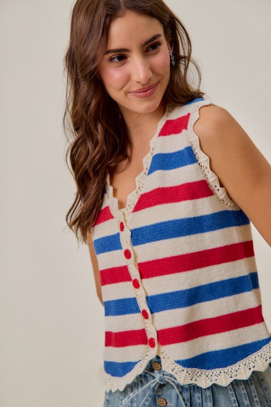 American Scalloped Button Down Vest