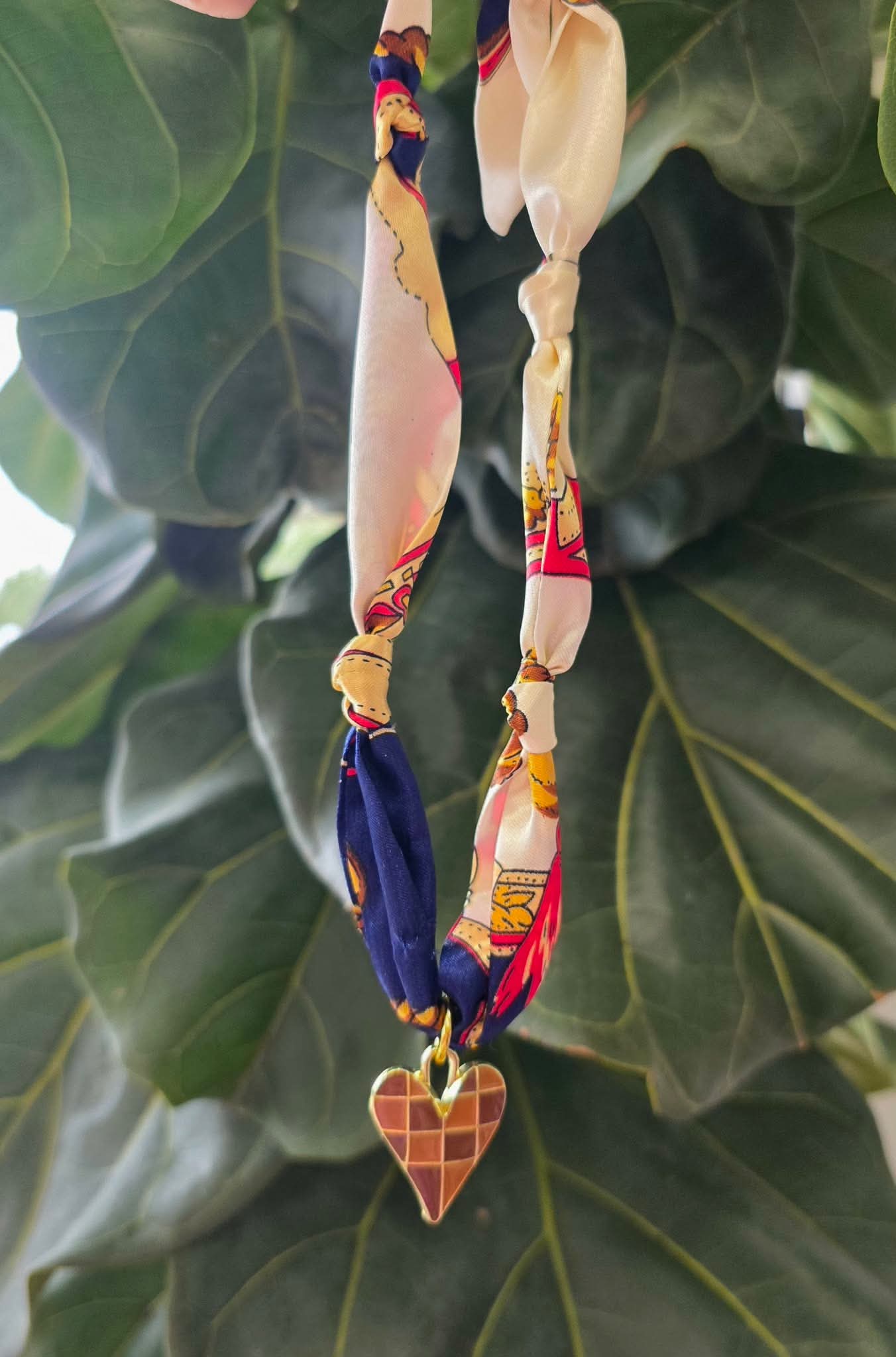 Checkered Heart Scarf Necklace