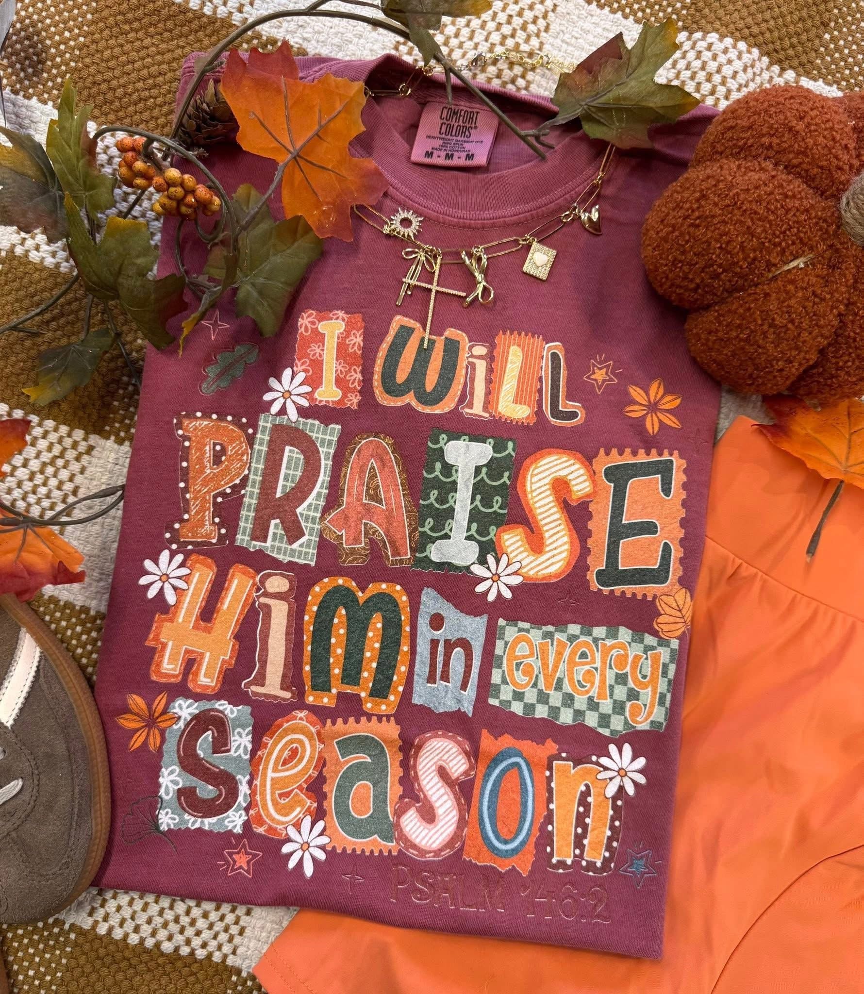 i will praise him in every season pre order tee