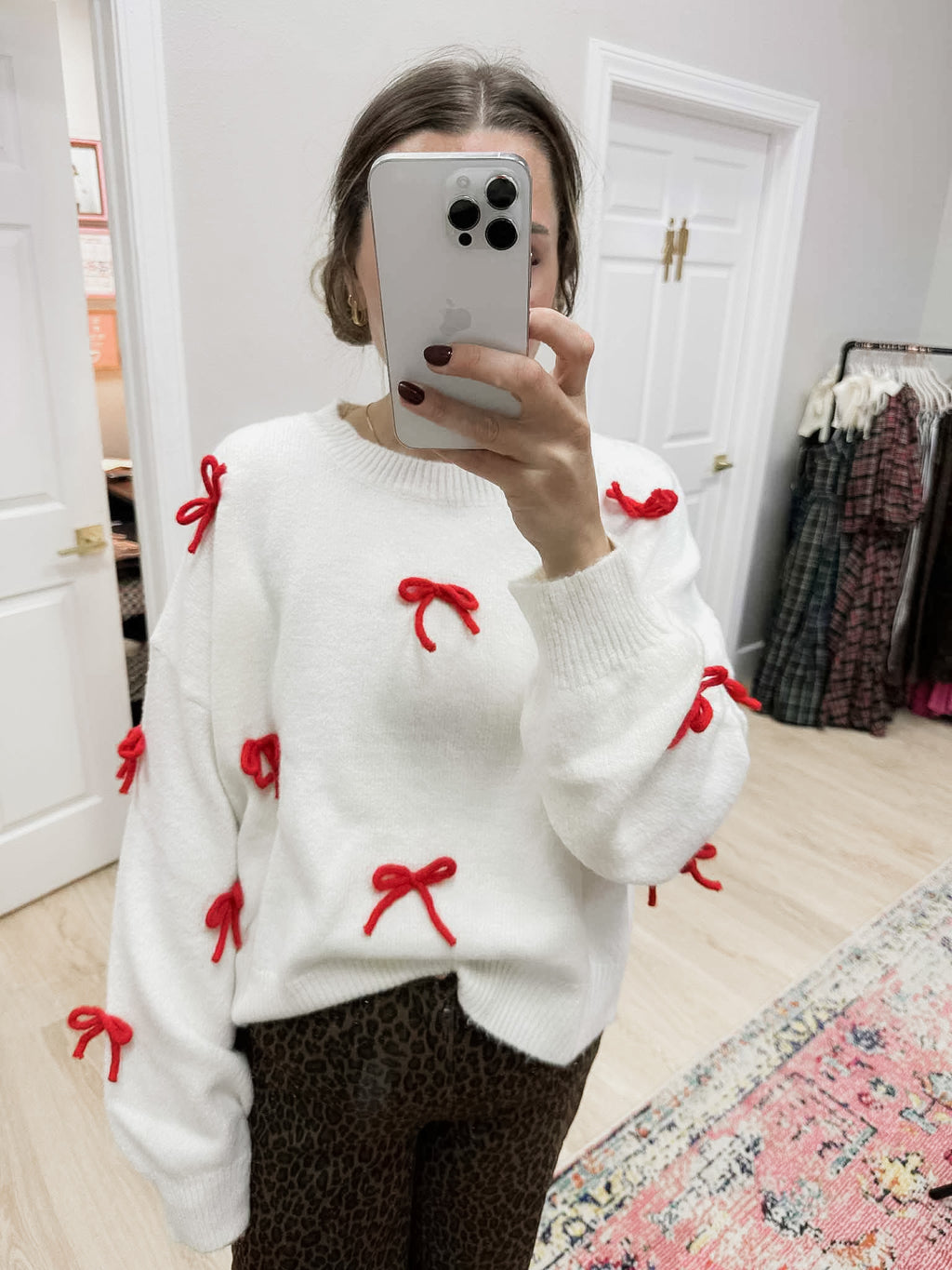 Oversized White Bow Sweater