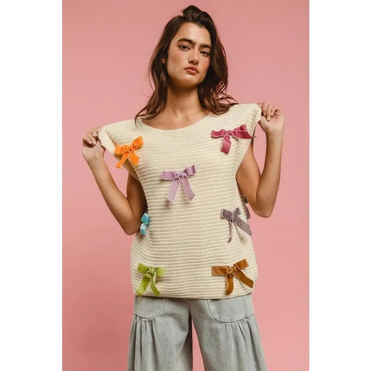 Sleeveless Bow Sweater