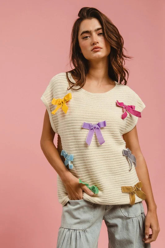 Sleeveless Bow Sweater