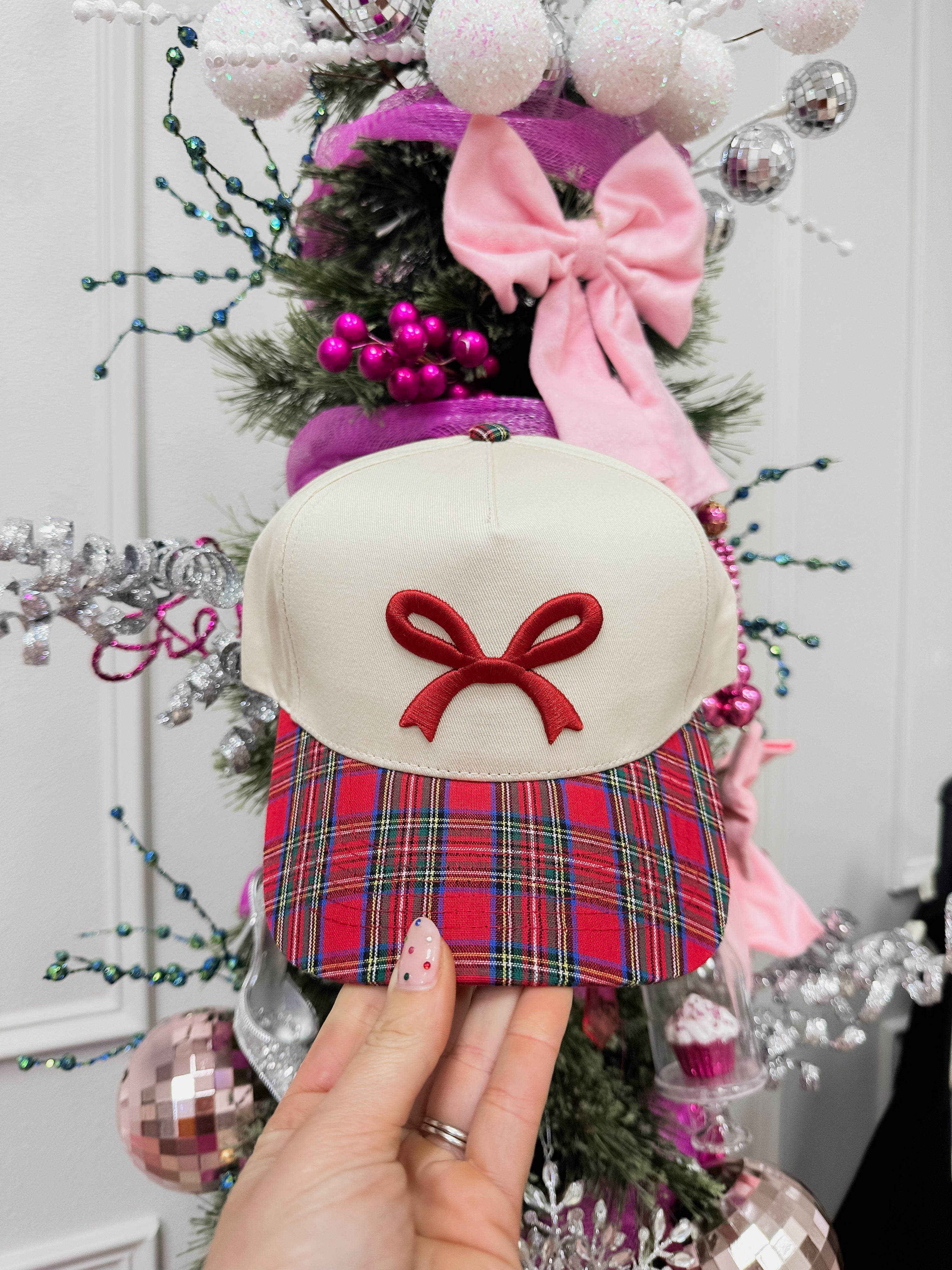 Red Bow Plaid Trucker
