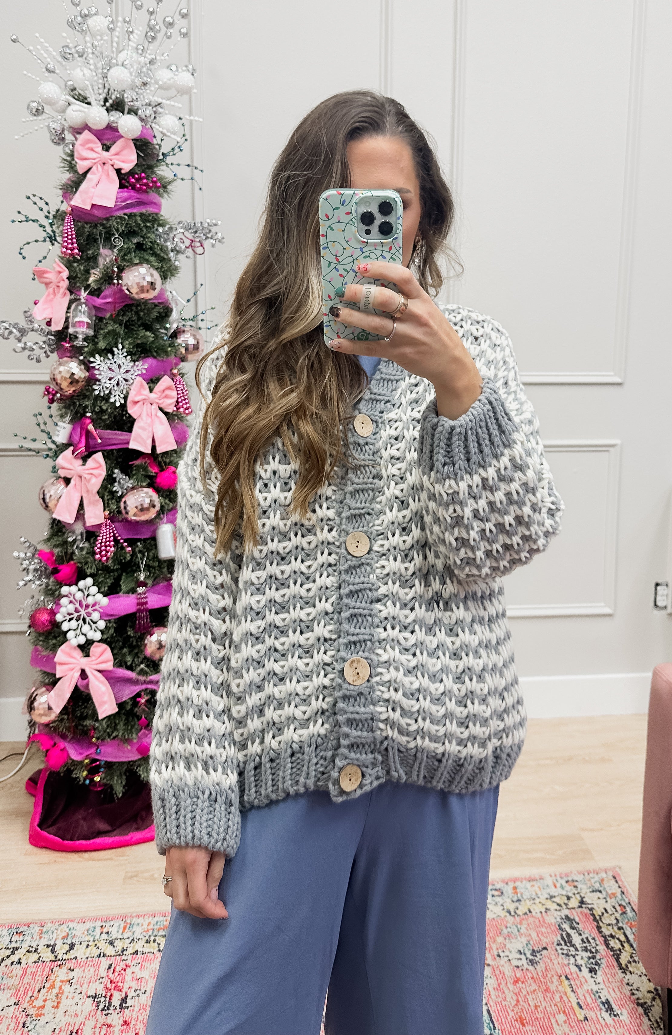 Grey Chunky Buttoned Sweater
